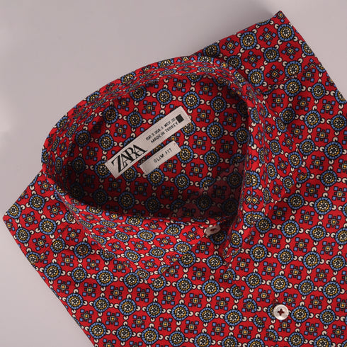 ZR Red Allover Printed Shirt